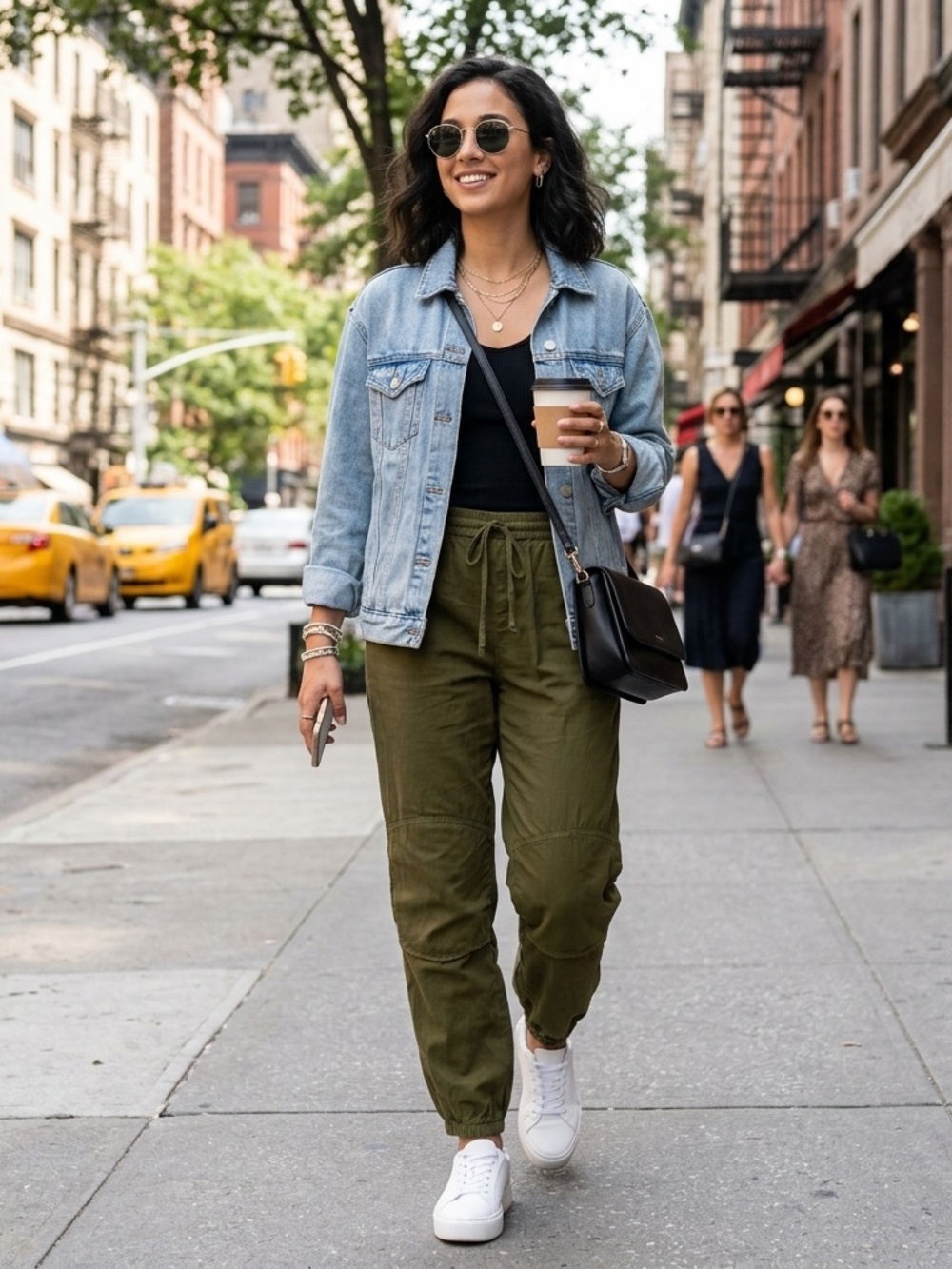 100% cotton army green cargo Pull On Elastic Waist Drawstring Jogger Pants